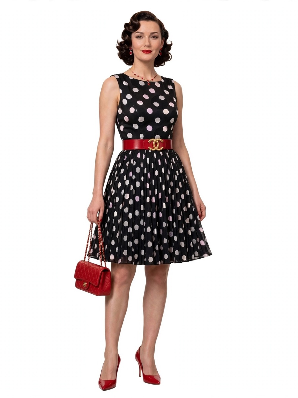 Vintage Inspo Adrianna Papell Burnout Black Polka Dot Dress Fit Flare Classic 8